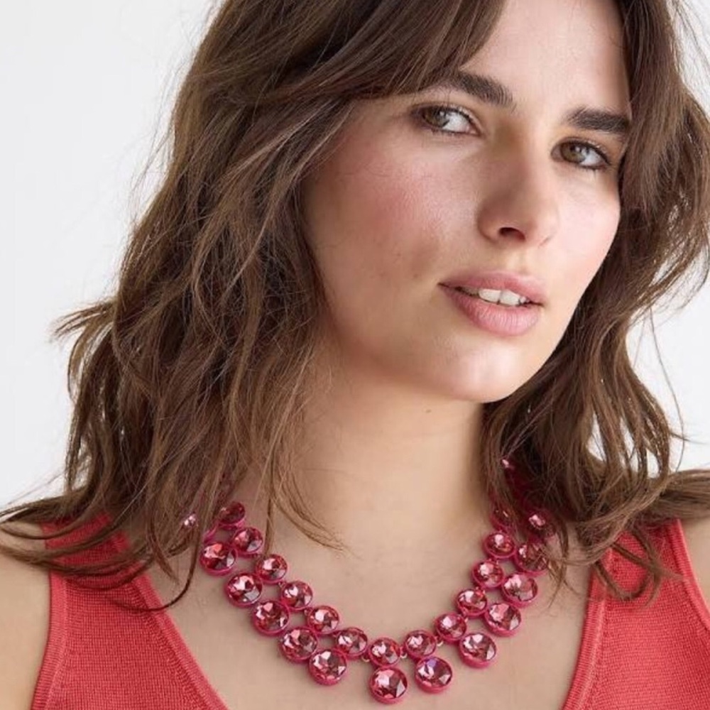 J.Crew Statement Necklace Gemstones Brûlée Crystals New With Tag - Picture 5 of 8